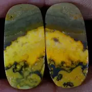 32.30 Cts Natural BumbleBee Jasper Matched Pair Cabochon Gems For Earring Supply
