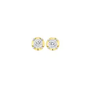 9ct Two Tone Gold Diamond Magic Frame Set Stud Earrings