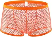 [AIVibrat] Men's Sexy Mesh Underwear Boxer Shorts Low Waist See-Through Fishnets Breathable Briefs