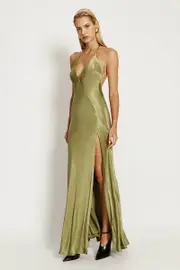 yve halter dress in khaki