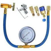 R134A Charging Hose to Refrigerator -with Air Conditioning Gauge - Refrigerant R134A Can Tap to R-1 blue coppercolored