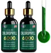 2 Pack Chlorophyll Liquid Drops 6000MG – Natural Liquid Chlorophyll Drops for...