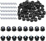 Rustark 50Pcs Black Rubber Bumpers Feet Cutting Board Round Feet Screw-on Type with Matching Strong M3x16 Screws Non Slip Furniture Bumper Feet for Cutting Board Cabinet Tables Chair(12x8x7MM)