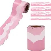 ShengQiu Display Borders for School Classroom Decorations,Bright Ideas Corrugated Border for School Displays,Trim Bulletin Boards for Classroom Bulletin Board Decorations(Pink Clouds)