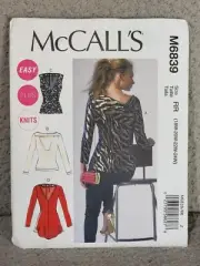 McCall's M6839 Sewing Pattern Easy Plus Knits Tops Shirt Tunic 18W-24W Uncut