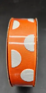 Offray Polka Dot Ribbon Orange with White Dots 7/8" x 9 ft NEW