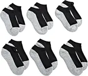 [Jefferies Socks] Little Boys' Seamless Sport Low Cut Half Cushion Socks (Pack of 6), Black/Grey