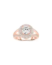Genevive 14K Rose over Silver CZ Ring