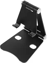 UTHCLO Adjustable Cell Phone Stand Compact Aluminum Alloy Desktop Holder with Slip Base Fits for Gaming Video Watching and Charging Black