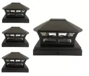 4 Pack 6X6 Black Color Plastic Outdoor 2 Bright SMD LED Post Cap Fence Light