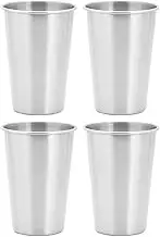 Stainless Steel Cup Metal Pint Glasses Drinking Stacking Mugs Beer Pint Tankard Beer Stein Tumbler Stackable Reusable for Indoor Kids 500ml 4pcs Silver