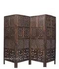 Handcrafted Wooden Traditional Partition Screen/Room Divider 4 Panels Height 5ft