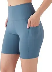 [YOGAFREE] Biker Shorts Workout High Waist Yoga Running Gym Compression Spandex Shorts Side Pockets Tights