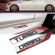2Pcs 3D Metal Red Turbo Side Wing Badge Chrome Fender Emblem Decal Car Stickers (for: Subaru)