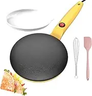Crepe Makers,Electric Handheld Pancake Maker,Instant Crepe Maker with Handle,8 Inch Non-Stick Instant Crepe Maker,with Batter Bowl Auto Thermostat Control for Home Restaurant Yellow