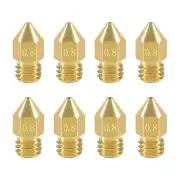 8 Pcs 0.8Mm MK8 Extruder Nozzles 3D Printer Nozzles for Creality Ender 3/3 Pro/3