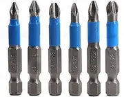 12pcs Magnetic Anti Slip Phillips Screwdriver Bit Set, PZ1/ PZ2/ PZ3/ PH1/ PH2/ PH3, 1/4 Hex Shank Screwdriver Bits for Power Screwdriver Drill Impact Driver Tool 50mm Long
