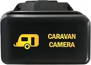 12V 3A ON-OFF Horizontal Push Switch 8C43SO Laser etched CARAVAN CAMERA dual LEDs in AMBER For Toyota Hilux LandCruiser 70 100 Kluger Prado 120 HiAce FJ Cruiser and more