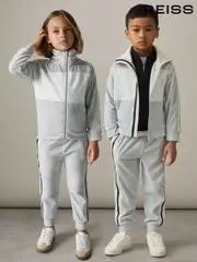 Reiss Grey Chance 4-9 yrs Velour Side-Stripe Tracksuit Joggers (AL8998) | $70