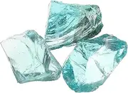 uxcell Fire Glass for Fire Pit, 5-8cm(2"-3.1") High Luster Reflective Glass Rocks for Natural or Propane Fireplace, Safe for Outdoors and Indoors Fire Pit Glass, Blue, 400g/14oz
