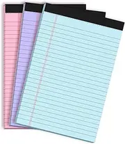 MuiAng Note Pads 5x8 Inch 3 Pack Colored Small Legal Pads 5x8 College Ruled Notepads 5x8 Lined Notepad 30 Sheets Small Writing Pads Pink/Purple/Blue Pad of Paper for Home, Office, School
