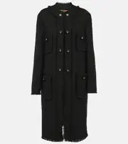 [Dolce & Gabbana] Dolce & Gabbana Fringed wool-blend tweed coat AU 12 black