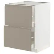 METOD / MAXIMERA base cb 2 fronts/2 high drawers, white/Upplöv matt dark beige, 60x60x80 cm