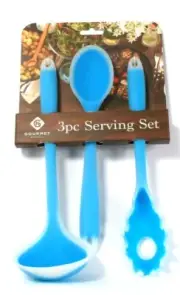 Gourmet Kitchen 3 Piece Serving Set Pasta Server Spoon & Ladle BPA Free Silicone