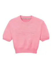 [Alexander Wang] Alexander Wang-Pullover Crop In Ciniglia Di Misto Cotone Con Logo-Donna S