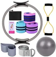 Pilates Equipment Set, Pilates Kit - Exercise Ball, Pilates Ring Kit | Stretch Belt Workout Accessories Multifunctional Home Equipment for Gym Women Adult