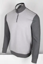 Ted Baker London Men's Meritts Half Zip 1/2 Textured Pullover Grey Marl 268035