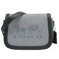 在飛比找momo購物網優惠-【COACH】大馬車LOGO翻蓋手拿包馬鞍包斜背包學院包(藍