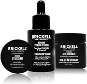 Brickell Men's Advanced Anti-Aging Routine, Night Face Cream, Vitamin C Facial Serum and Eye Cream, Natural and Organic, Unscented