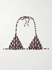 [La DoubleJ] La DoubleJ - Printed Triangle Bikini Top - Blue - medium medium Blue