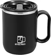 Insulated Coffee Mug with Lid 500ml Travel Coffee Cup Stainless Steel Insulated Coffee Cup with Leakproof Lid Reusable Travel Mug for Drinks Coffee Tea (Black)