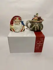 Studio Nova woodland holly Santa sugar and creamer set.porcelain.detailed