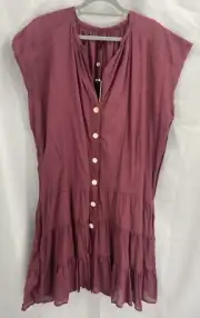 Anthropologie Ericka Pena Peasant Cottagecore Midi Boho Tiered Dress Wine NWT