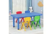 Keezi 5PCS Kids Table and Chairs Set Children Study Desk Furniture Plastic 4 Chairs