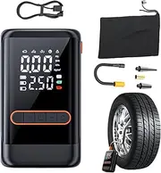 Tire Inflator Portable Air Compressor | Auto Pump with Digital Pressure Gauge | Motorcycle Inflation Accessories for Auto, Cycle, Truck