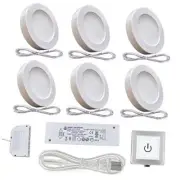 Under Cabinet Lighting Plug in with Wired Touch Dimmer White 6 Pack 4000K