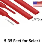 Heat Shrink Tubing Wire Sleeve Shrinkable Cable Wrap Kit (1/4" Diameter) Red 3:1