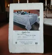 New Quaker Lace Oval Tablecloth 64x84 Devon Natural Cream Floral Elegant Vintage