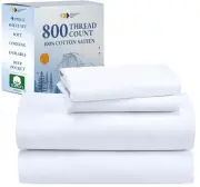 Luxury 800 Thread Count 100% Cotton Sheets for Queen Size Bed - Soft Sateen,D...