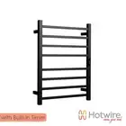 Stainless Steel Heated Towel Rail - Timer - Square Bar - H700mm x W530mm - Black