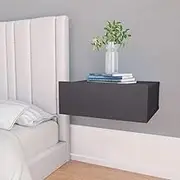 Floating Grey Nightstands - 2 Pcs Engineered Wood Bedside Tables, Storage Night Stands for Living Room, Bedroom Furniture, 40x30x15 cm