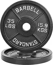 Fitvids Olympic Cast Iron 2-Inch Weight Plate for Strength Training & Weightlifting, Multiple Weights Available