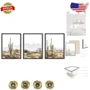 Artistic Cactus Wall Decor Set in Black Frame - Ideal for Modern Interiors