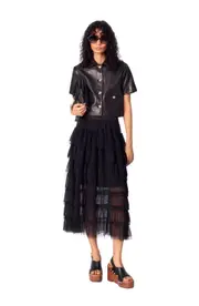 maje Cropped leather jacket in Black at Nordstrom, Size 38 Eu