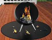 RUNZI 28" Under Grill Mat for Outdoor Grill,Double-Sided Fireproof Mat for Under fire Pit, Oil-Proof & Waterproof BBQ Protector for Decks and Patios