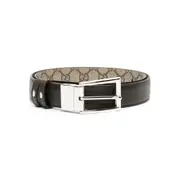 [Gucci] Gucci Interlocking G Leather Belt 115 CM BROWN